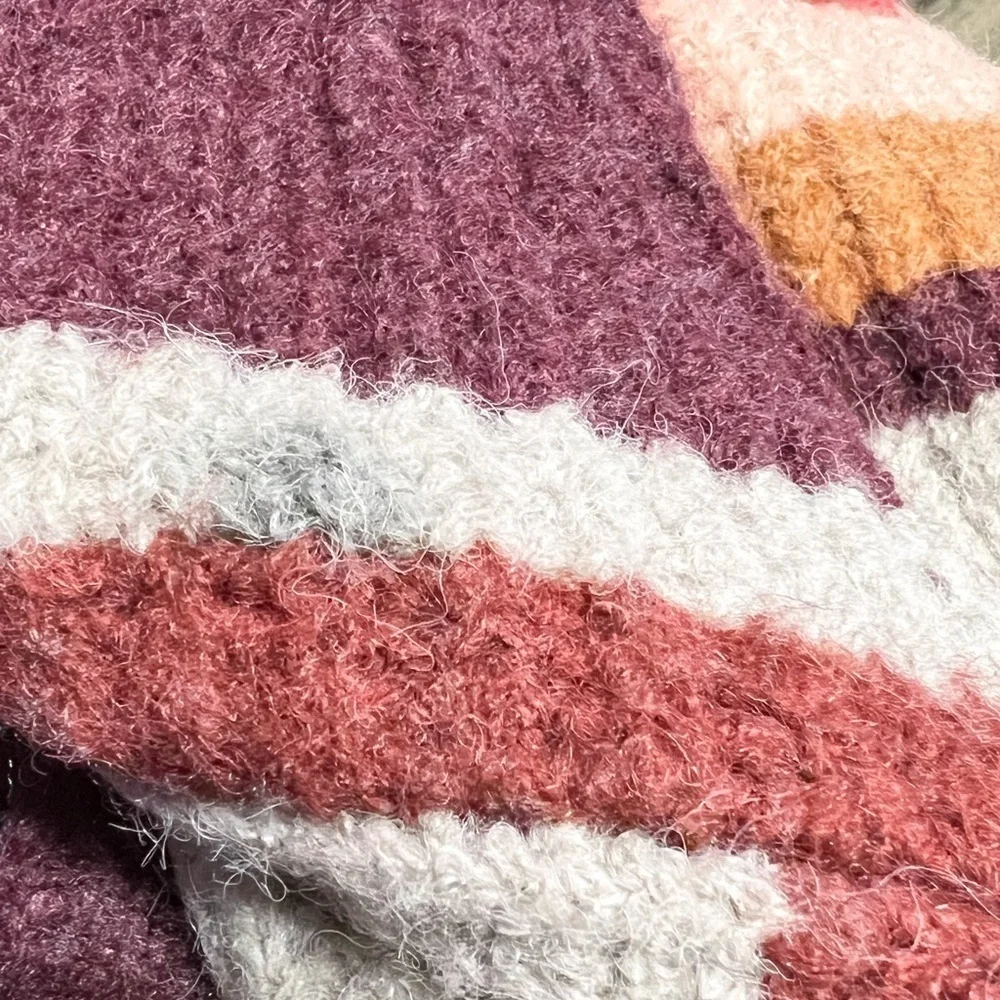 A New Day Oversized Multicolor Red Blended Content Stripe Sweater Women’s Size L